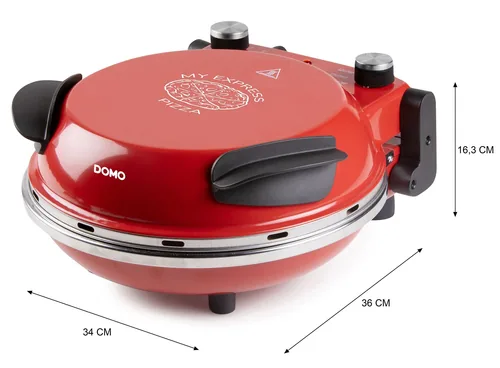 Domo Pizzaofen DO9284PZ - Anzahl Personen: 1 - Detailfarbe: Rot - Leistung: 1200 W - Produkttyp: Pizzamaker
