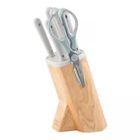 BergHOFF Messerblock-Set mit Messer Leo Spirit 7-teilig, Grau - Detailfarbe: Grau - Hellbraun - Weiss - White - Set: Ja - Bürsteneinsatz: Nein - Material: Holz