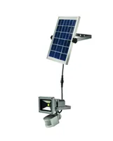 STEFFEN Strahler SOLAR 10W mit Bewegungsmelder und Panel - Dimmbar: nicht dimmbar - Lichtfarbe: Kaltweiss/Tageslichtweiss (KW) - Zusätzliche Ausstattung: Keine - Farbtemperatur Kelvin: 6500 K - Leuchtenfarbe: Silber - Lichtausbeute: 70 lm/W
