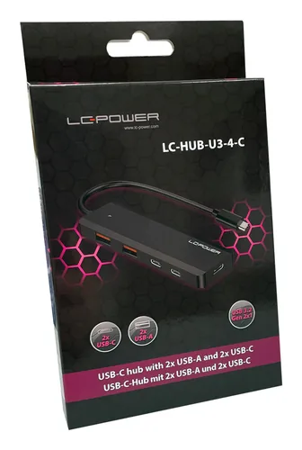 LC-Power LC-HUB-U3-4-C interface hub USB 3.2 Gen 2 (3.1 Gen 2) Type-A 10000 Mbit/s Black