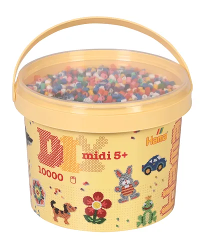 HAMA Bügelperlen Eimer Midi G101180-00 10000 Perlen, Volltonmix
