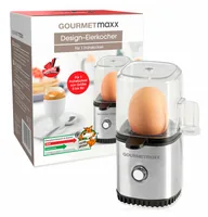 GOURMETmaxx Eierkocher 1, Schwarz/Silber - Automatische Temperaturkontrolle: Nein - Detailfarbe: Schwarz - Silber - Anzahl Eier: 1 - Einstellbarer Härtegrad: Keine Angaben