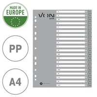 VON Register A4, A-Z - Einteilung: A-Z - Überbreite: Nein - Material: Polypropylen (PP) - Detailfarbe: Grau