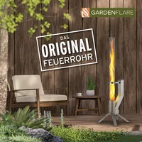 Gardenflare Klassik Feuerrohr Silber - Zusatzausstattung: Keine - Typ: Ambiente - Höhe: 130 cm - Durchmesser: 8 cm - Material: Borosilikatglas - Edelstahl - Edelstahl (pulverbeschichtet) - Metall