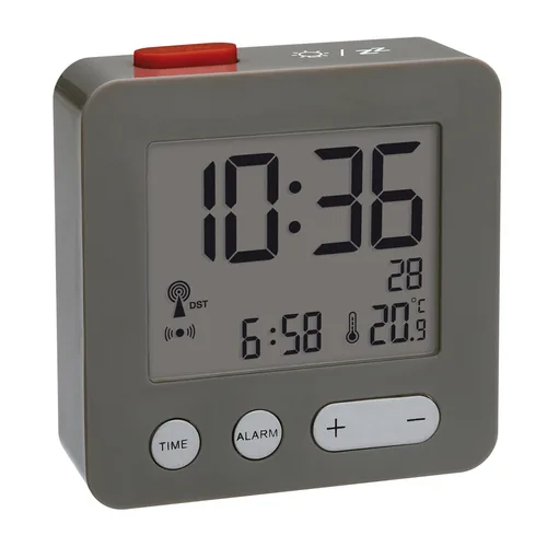 TFA Dostmann Funk-Wecker Anthrazit - Funktionen: Snooze-Funktion - Alarm - Weckfunktion - Ausstattung: Zeit - Innentemperatur - Datum - Displaytyp: LCD - Detailfarbe: Anthrazit - Funksignal: Ja - Betriebsart: Batteriebetrieb