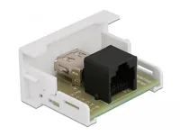 Delock Easy 45 Modul 22.5 x 45 mm RJ45 - USB-A Buchse - Detailfarbe: Weiss - USB Standard: 2.0 (480 Mbps) - Winkelstecker: Nein - Steckertyp Seite B: USB-A Buchse - Besondere Eigenschaften: Keine - Steckertyp Seite A: RJ45