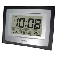 Technoline Wanduhr WS8004 Silber - Uhrtyp: Digital - Betriebsart: Batteriebetrieb - Funksignal: Nein - Funktionen: Alarm - Schlummerfunktion - Thermometer - Zeit - Form: Eckig - Detailfarbe: Silber