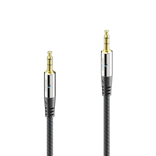 sonero Audio-Kabel 3.5 mm Klinke mit Nylonmantel 1 m - Kabeltyp: Anschlusskabel - Audioanschluss Seite A: 3.5 mm Klinke - Audiokanäle: Stereo - Audioanschluss Seite B: 3.5 mm Klinke - Detailfarbe: Schwarz - Länge: 1 m