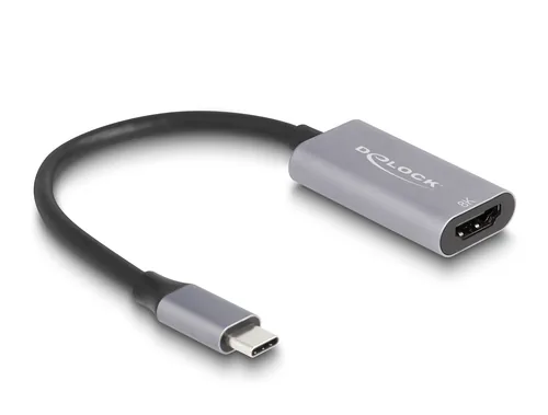 Delock Adapter USB-C–HDMI Passiv, 8K/30Hz, Schwarz - Kabeltyp: Adapter - Videoanschluss Seite A: USB Type-C - Videoanschluss Seite B: HDMI