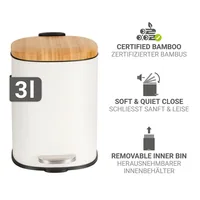 Wenko Treteimer Fianema 3 l, Weiss - Fassungsvermögen: 3 l - Anzahl Behälter: 1 - Detailfarbe: Weiss - Form: Rund - Material: Stahl