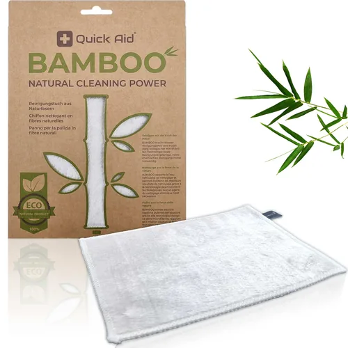 Quick Aid Bamboo Reinigungstuch aus Naturfasern weiss - Einsatzgebiet: Oberflächen - Material: Mikrofaser - Parfümiert: Nein - Tuchart: Reinigungstuch - Anwendung Reinigungstuecher: Feucht - und Trockentuch - Detailfarbe: Weiss