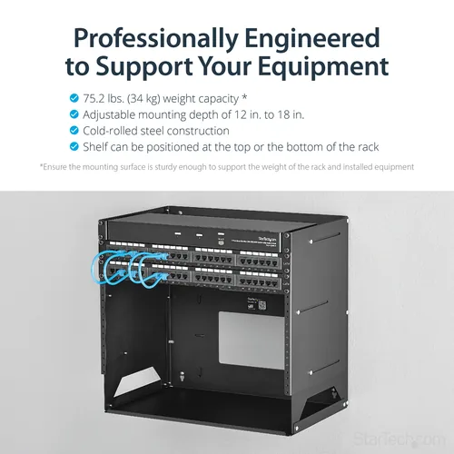 8U WALL-MOUNT RACK WITH SHELF .
