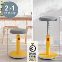 Leitz Ergo Cosy Active Sitz und Stehhocker Gelb - Material: Wolle - Belastbarkeit: 110 kg - Sitzhöhe: 79 cm