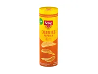 Dr.Schär Chips Curvies Paprika 170 g - Produkttyp: Paprika & Scharfe Chips - Nährwertangabe pro: 100 g - Energiegehalt (in kj): 491 KJ - Energiegehalt (in kcal): 2053 Kcal - Fett: 24 g - Gesättigte Fettsäuren: 1.8 g