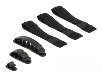 Delock Kabelhalter und Klettband Set 6 Stück - Produkttyp: Kabel-Clip - Ausstattung Kabelmanagement: Befestigungsclip - Set - Detailfarbe: Schwarz - Material: Kunststoff