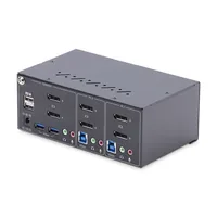 StarTech.com 2-Port Dual-Monitor DisplayPort KVM Switch, 4K 60Hz, 2x USB 5Gbps Hub Ports, 2x USB 2.0 HID Ports, Hotkey and Push-Button Switching, TAA Compliant - ESD Level 3 Protection (P2DD46A2-KVM-SWITCH)