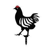 Wallxpert Gartenstecker Huhn 33 cm, 4er Set, Schwarz - Höhe: 33 cm - Motiv: Huhn - Detailfarbe: Schwarz - Produkttyp: Gartenstecker