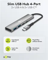 Slim 4-Port USB-C auf USB-C/USB-A 5 Gbit/s (grau)