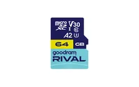 Goodram microSDXC 64GB V30 A2 UHS I U3 RIVAL + adapter Classe 10