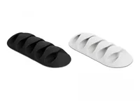 Delock Kabelhalter 66mm, für 5 Kabel, selbstklebend 6 Stück - Ausstattung Kabelmanagement: Selbstklebend - Produkttyp: Kabel-Clip - Verpackungseinheit: 6 Stück - Material: TPR - Detailfarbe: Schwarz