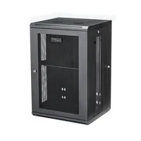 StarTech.com 18U 19" Wall Mount Network Cabinet, 16" Deep Hinged Locking IT Network Switch Depth Enclosure, Assembled Vented Computer Equipment Data Rack with Shelf &amp; Flexible Side Panels - 18U Vented Cabinet (RK1820WALHM)