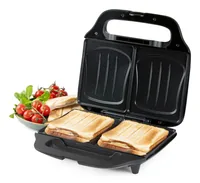 Domo Sandwich-Toaster DO9297C Schwarz - Produkttyp: Sandwich Toaster - Höhenverstellbar: Nein - Detailfarbe: Schwarz - Leistung: 900 W - Temperatur einstellbar: Nein - Anzahl unterschiedliche Grillplatten: 1