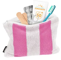 Kolma Necessaire Stripy 24 x 18.5 cm, Flamingo/Weiss - Gefüllt: Keine Angaben - Etui-Art: Etui - Detailfarbe: Flamingo - Weiss - Material: Baumwolle - PVC