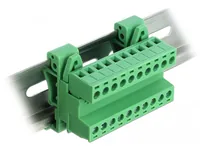 Delock 10 Pin, 5.08 mm Rastermass gewinkelt - Detailfarbe: Grün - Montage: DIN-Rail