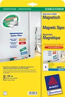 Avery Zweckform Magnet-Schilder 50 x 140 mm, 5 Blatt - Klebehaftung: Keine - Drucker Kompatibilität: Inkjet - Anzahl Blatt: 5 × - Papierformat: A4 - Anzahl Etiketten: 40 - Etikettengrösse: 50 x 140 mm
