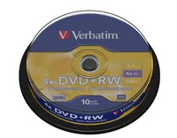 1x10 Verbatim DVD+RW 4,7GB 4x Speed, matt silver Cakebox