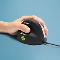 R-Go Maus HE ergonomisch links USB groß schw.silb