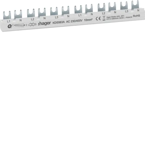 Hager Kammschiene 12M 63A (1PN)x6 QB - Ausführung: Kammschiene