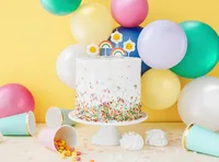 Partydeco Kerze Gänseblümchen 5 Stück - Detailfarbe: Mehrfarbig - Packungsgrösse: 5 Stück - Motiv: Regenbogen - Blume - Anlass: Geburtstag