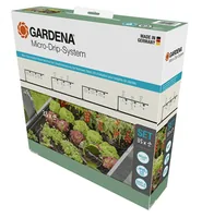 GARDENA Start-Set Tropfbewässerung für Hochbeete Micro-Drip-System - Bewässerungsart: Komplett-Set - System Teil: Micro-Drip-System - Detailfarbe: Grün - Türkis - Weiss
