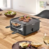 Severin Racletteofen Black Line Lite Mini RG 2360 4 Personen - Anzahl Personen: 4 - Funktionen: Antihaftbeschichtung - Grillplatte - Raclette - Regelbarer Thermostat - Rutschfeste Füsse - Connect-System: Keine Angaben - Grillplatte: Keramik - Pfännchenabl