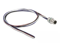 DeLOCK M8 panel-mount cable A-coded 4 pin male for panel with open cable ends front mounting 0.5 m