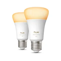 Philips Hue Leuchtmittel White Ambiance E27 Doppelpack 2 x 810 lm - Energieeffizienzklasse: D - Lampensockel: E27 - Protokoll: Bluetooth - ZigBee - Smart Home: Kompatibel - Farbtemperatur Kelvin: 1000 bis 20000 K - Gesamtleistung: 6 W