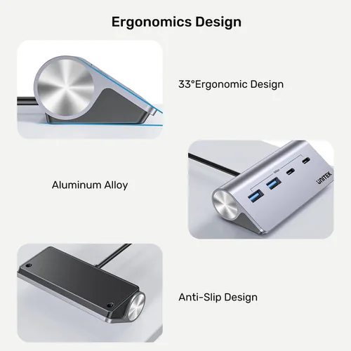 UNITEK ALUMINIUM USB-C HUB 2X USB-A 2X USB-C 5GBPS