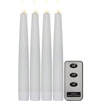 Star Trading LED-Stabkerzen Set Dinner Flamme Ø 2.1 x 20 cm, Weiss, 4 Stk - Betriebsart: Batteriebetrieb - Fernbedienung: Ja - Aussenanwendung: Nein - Höhe: 20 cm - Timerfunktion: Ja - Set: Ja