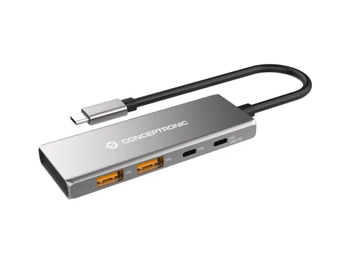 CONCEPTRONIC 4-1 Dock USB-C->2xUSB-C2xUSB-A100WPD 25cm gr