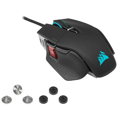 Corsair Gaming-Maus M65 RGB Ultra - Maus Features: Umschaltbare DPI-Auflösung - RGB-Beleuchtung - Daumentaste - Beleuchtung - Herausnehmbare Gewichte - Bedienungsseite: Rechtshänder - Detailfarbe: Lava Schwarz - Schwarz - Gewicht: 97 g - Verbindungsart: V