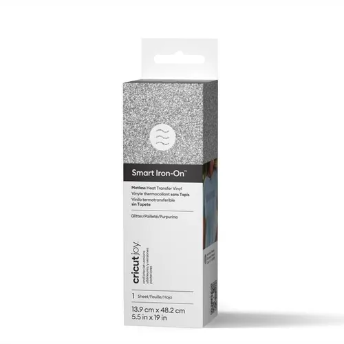 Cricut Aufbügelfolie Joy 13.9 cm x 48.2 cm Glitzer Silber - Geeignet für Drucker: Nein - Detailfarbe: Glitzer - Silber - Aussenanwendung: Nein - Selbstklebend: Nein - Aufbügelbar: Ja - Folientyp: Aufbügelfolie Effekt