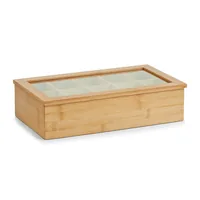 Zeller Present Bambus 36 x 20 x 9 cm, Braun - Detailfarbe: Braun - Anzahl Fächer: 10 × - Teeform: Teebeutel - Material: Acryl - Holz