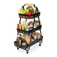 relaxdays Küchenwagen 84.5 x 57 x 31 cm Schwarz - Tiefe: 31 cm - Breite: 57 cm - Höhe: 84.5 cm - Detailmaterial: Buche - Eisen - Grundmaterial: Holz - Metall