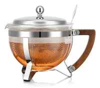 Bodum Teekanne mit Edelstahlfilter Chambord verchromt, 1 l - Material: Borosilikatglas - Kunststoff - Filtertyp: Edelstahlfilter - Fassungsvermögen: 1 l - Kompatible Kochfelder: Manuell - nicht für Kochfelder