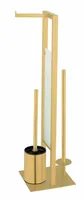 Wenko Toilettengarnitur Rivalta Gold - Breite: 18 cm - Höhe: 70 cm - Länge: 23 cm - Detailfarbe: Gold - Detailmaterial: Edelstahl - Grundmaterial: Metall