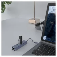 Savio AK-57 USB-C - 3 x USB-A HUB with RJ-45 Gigabit Ethernet adapter 5000 Mbit/s grey 2 x USB 3.2 Gen 2 (3.1 Gen 2) Type-C 1000 Mbit/s