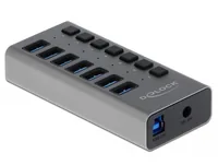 DELOCK Externer SuperSpeed USB Hub mit 7 Ports Schalter