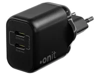 onit USB-Wandladegerät Dual 2C 35 W GaN Schwarz - Ladeport Output: 2x USB-C 35W - Detailfarbe: Schwarz - USB Ladeanschluss: 2