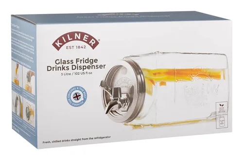 Kilner Getränkespender zum Kühlschrank 3 l - Anwendungszweck: Getränk - Materialtyp: Glas - Material: Edelstahl - Detailfarbe: Silber - Set: Nein
